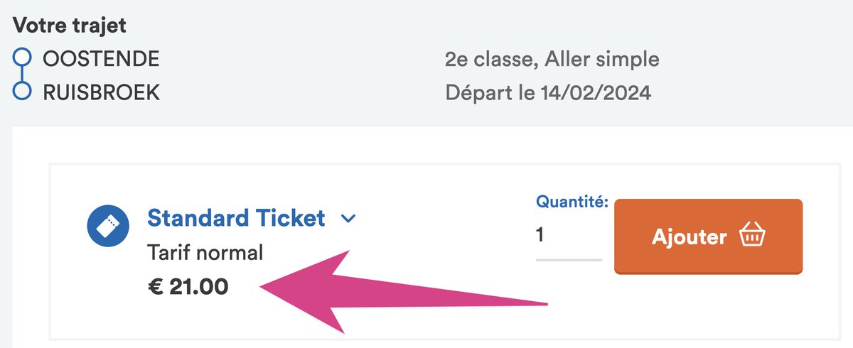C'est sur que j'ai envie de prendre le train à ce tarif... <a href="/SNCB/">SNCB</a> Franchement...