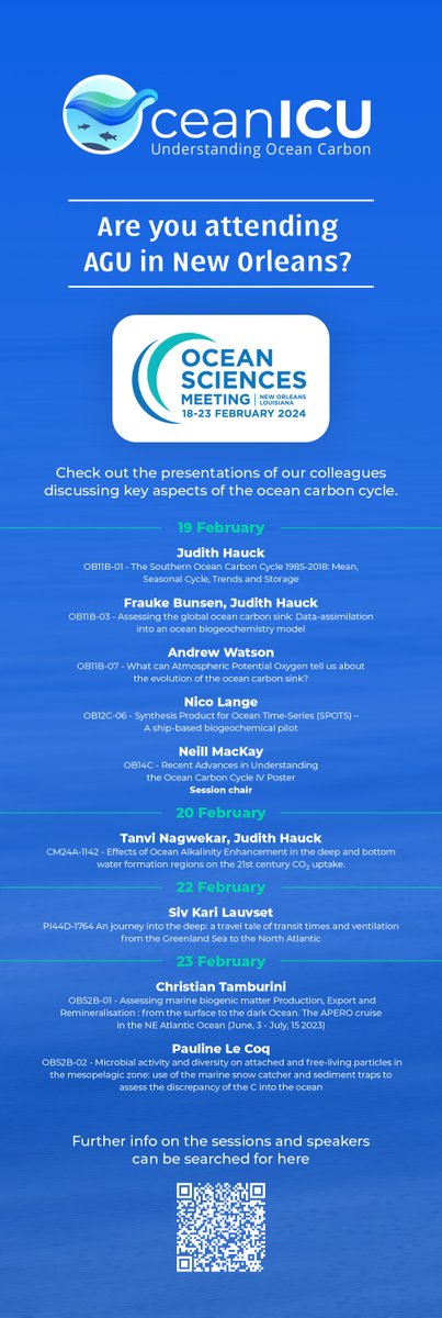 OceanICU Project (@oceanicu_carbon) on Twitter photo If you are planning to be in New Orleans for <a href="/theAGU/">AGU (American Geophysical Union)</a> Ocean Sciences Week - our colleagues will be discussing key aspects of the #ocean #carbon cycle.
Click on image for full line up & find more details here: agu.confex.com/agu/OSM24/meet…
#eugreendeal #ClimateCrisis #science If you are planning to be in New Orleans for <a href="/theAGU/">AGU (American Geophysical Union)</a> Ocean Sciences Week - our colleagues will be discussing key aspects of the #ocean #carbon cycle.
Click on image for full line up & find more details here: agu.confex.com/agu/OSM24/meet…
#eugreendeal #ClimateCrisis #science