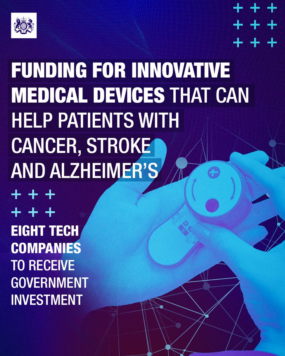 ✅ A device that could destroy liver cancer tumours ✅ Blood tests to detect Alzheimer’s or those at risk of stroke We're investing £10 million in innovative medical devices and tech with the potential to save lives. More on the companies & devices: gov.uk/government/new…