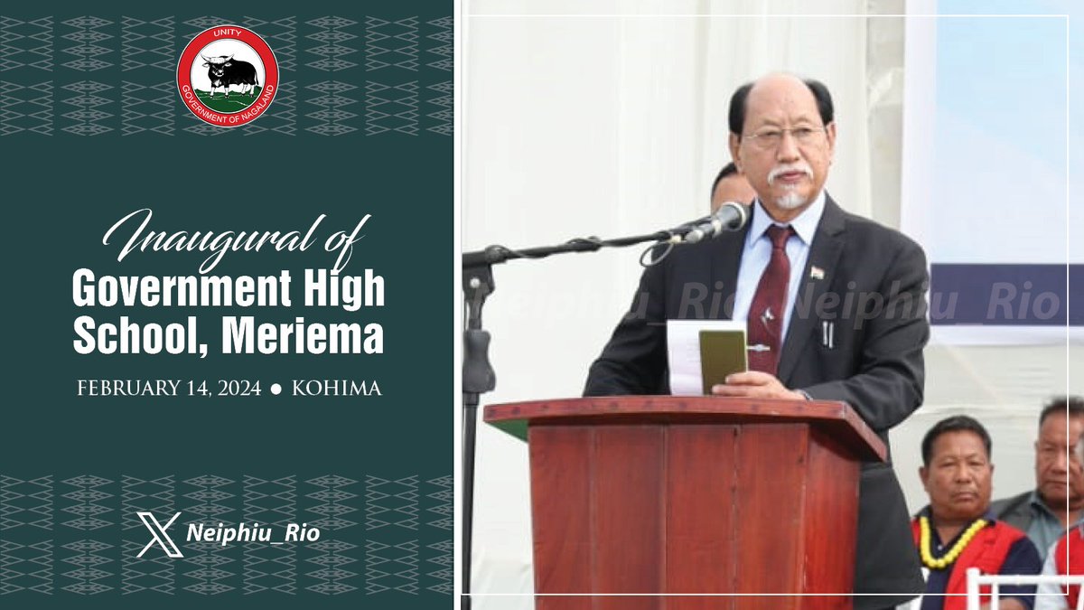 Neiphiu_Rio's tweet photo. Happy to inaugurate Govt. High School Meriema. The School started as a Mission School in the late 1920's &amp; is recorded to be the best maintained school in the area. Since its inception, it has been serving the people in the village and beyond, by providing quality education. https://t.co/2QRd902MfE