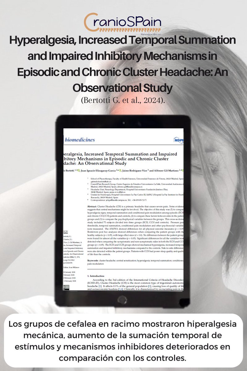 CranioSPain (@craniospain) on Twitter photo This week we share this #craniospain study of 2024 published on <a href="/Biomed_MDPI/">Biomedicines MDPI</a> The ECH and CCH groups showed mechanical hyperalgesia, increased temporal summation and impaired inhibitory mechanisms compared to the controls. Side-to-side differences were also detected within the... This week we share this #craniospain study of 2024 published on <a href="/Biomed_MDPI/">Biomedicines MDPI</a> The ECH and CCH groups showed mechanical hyperalgesia, increased temporal summation and impaired inhibitory mechanisms compared to the controls. Side-to-side differences were also detected within the...