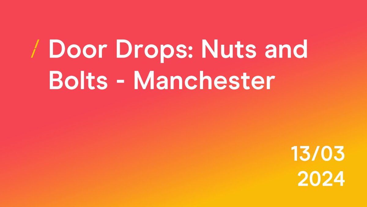 After last year's hugely-successful London event, Door Drops: Nuts and Bolts is coming to Manchester! Join us on Wednesday 13 March to redefine your marketing strategy. Free for DMA members, book now. Find out more and book your spot now: eu1.hubs.ly/H07y5Mr0 #dmaevents