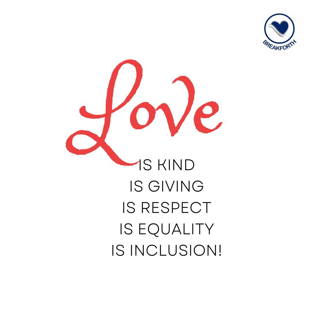 With true LOVE, the world can be a better place for all.

Love is kind
Love is giving 
Love is respect 
Love is equality 
Love is inclusion 
Love is not violent 
Love does not discriminate
God is LOVE.

Happy Valentine’s Day!
#valentineday 
#Godislove 
#love