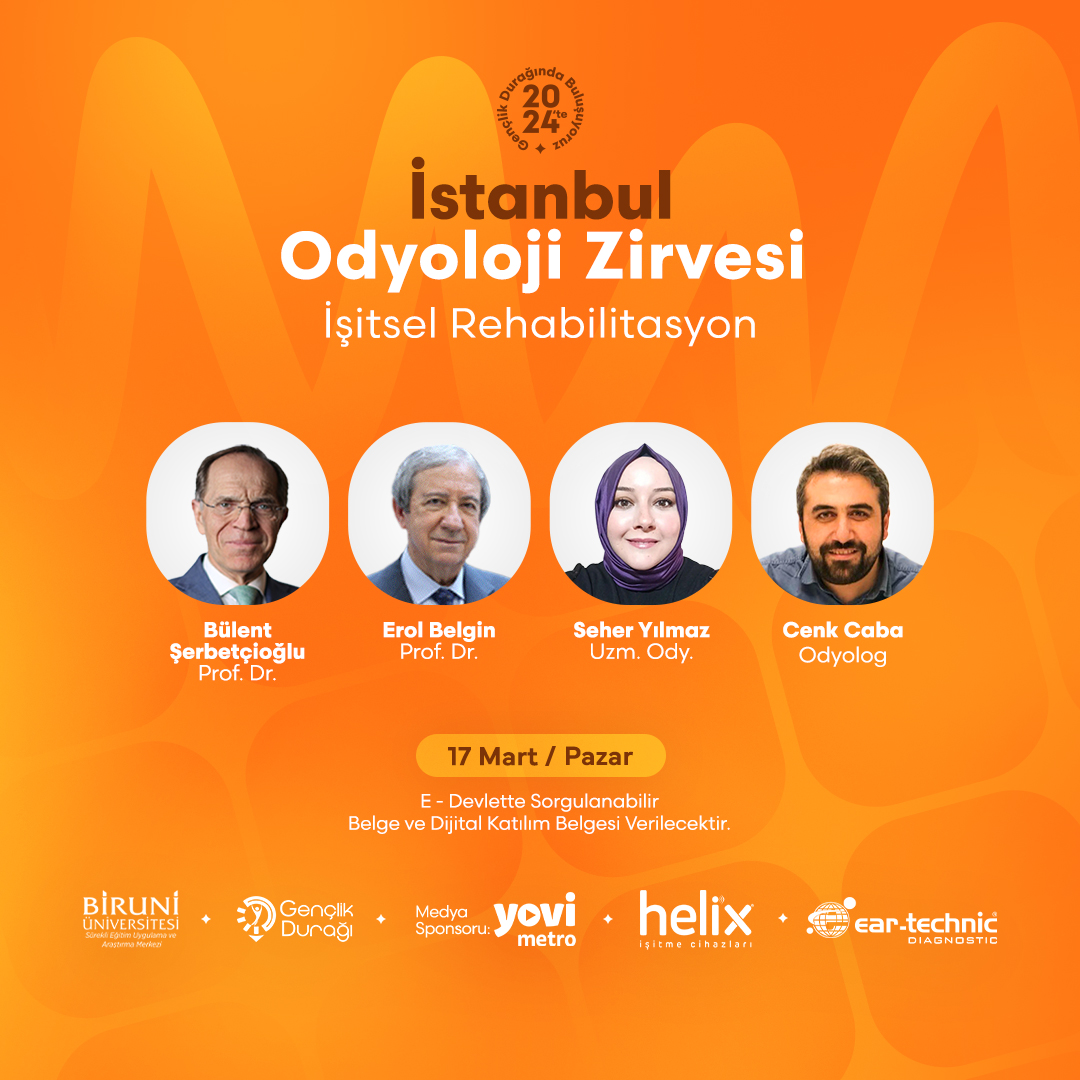 İstanbul Odyoloji Zirvesi

- Çocukluk Dönemi İşitme Kayıpları ve İşitsel Nöroplastisite
- Habilitasyonda Hassas Noktalar
- Eğitsel Değerlendirmeden Terapi Sürecine Geçiş Aşamasında işitsel Re/habilitasyon

Bilgi ve kayıt için: genclikduragi.com/Etkinlik/Detay…