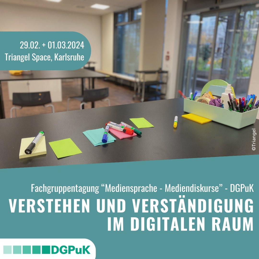 Wie gehen Verstehen und Verständigung im digitalen Diskurs? Bei der #DGPuK-Fachgruppentagung in #Karlsruhe bekommt ihr Einblicke dazu aus vielfältigen wissenschaftlichen Perspektiven.

📆 29.2.-1.3.24

Jetzt noch anmelden und dabei sein!
👉wmk.itz.kit.edu/4395.php