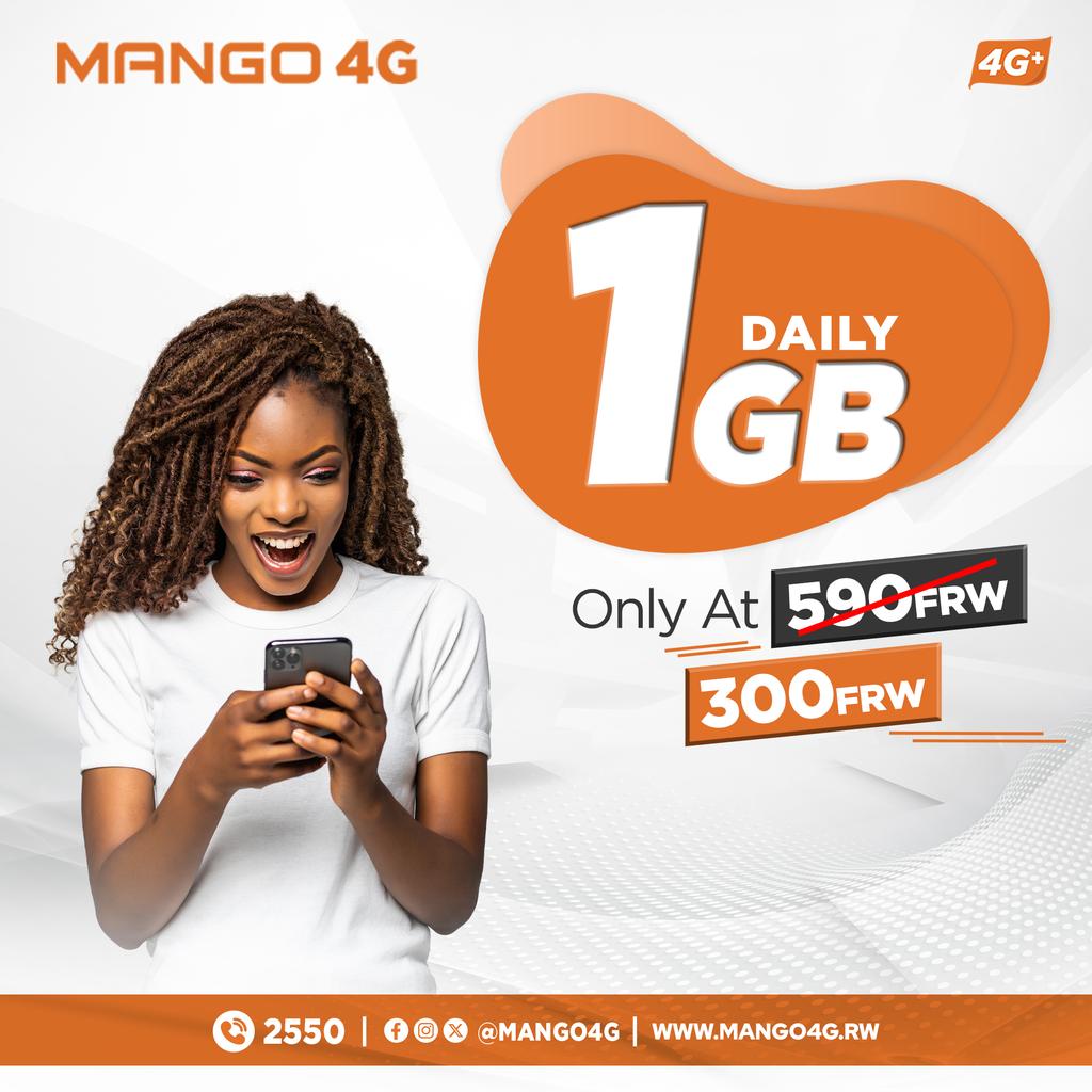Etienne_Era's tweet image. Si kuri St Valentin se? Okay ngaho fata ibiceri 300 ugurire uwo ukunda internet nziza cyane ingana na 1GB. 

Niba utarakoresha #Mango4G igihe ni iki ngo ujye kuri shop ubahe Promocode 👉UMUSORE07 baguhe simcard y'ubuntu iriho na 10GB z'ubuntu.

#IyatseNaMango
#Truly4GNetwork