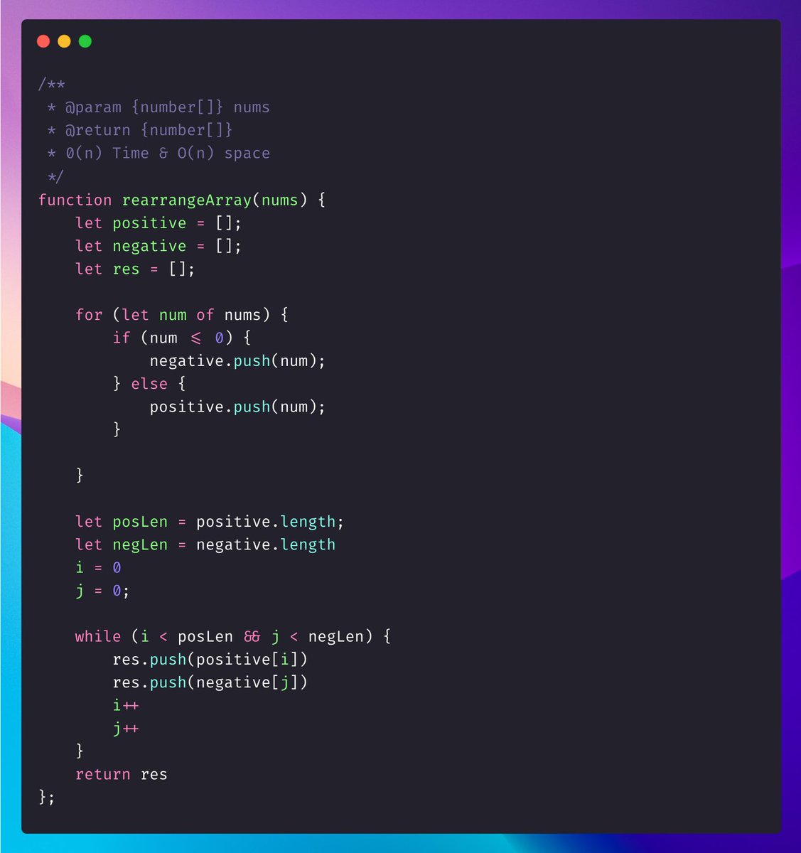 mesunilbagde's tweet image. Daily Coding Problem

2149. Rearrange Array Elements by Sign

9 mins to solve is it ok ?
#coding #alwaysbecoding #learnbydoing #javascript #leetcodestreak