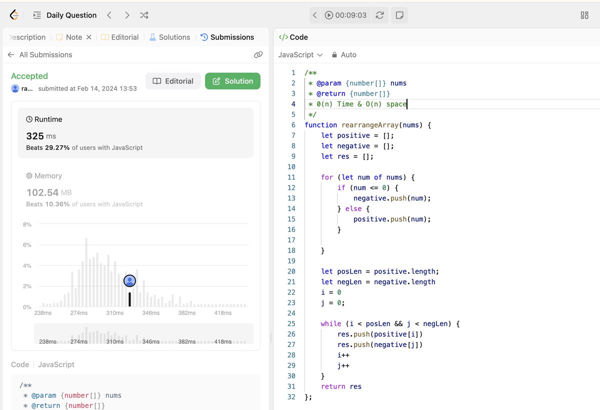 mesunilbagde's tweet image. Daily Coding Problem

2149. Rearrange Array Elements by Sign

9 mins to solve is it ok ?
#coding #alwaysbecoding #learnbydoing #javascript #leetcodestreak