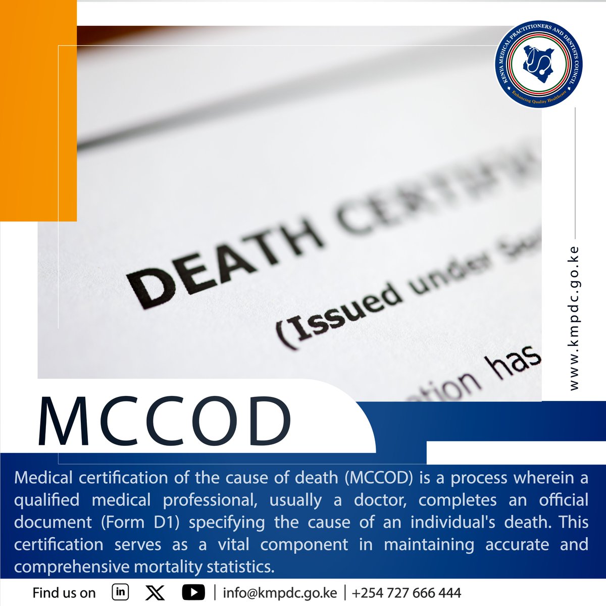 Medical certification of the cause of death (MCCOD) is a process wherein a qualified medical professional, usually a doctor, completes an official document (Form D1) specifying the cause of an individual's death. This certification serves as a vital component in maintaining…