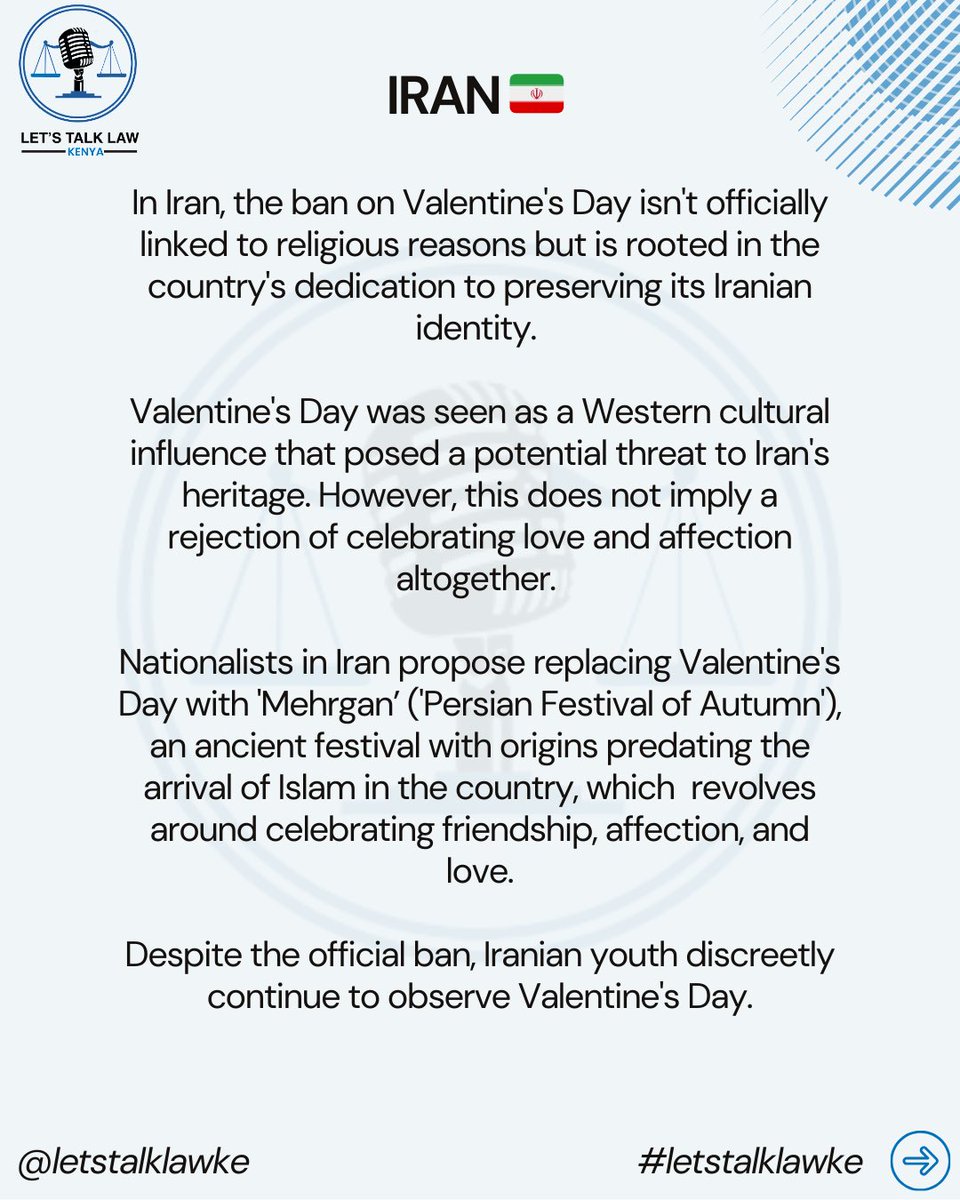 letstalklawke's tweet photo. Let’s talk about legal roadblocks to romance! 

In this Infographic we explore the reasons behind these unique bans in Saudi Arabia, Malaysia and Iran. 

The bans were fueled by a desire to uphold moral values, adherence to religious beliefs and disdain for Western culture. https://t.co/Jg3kVLOmsp