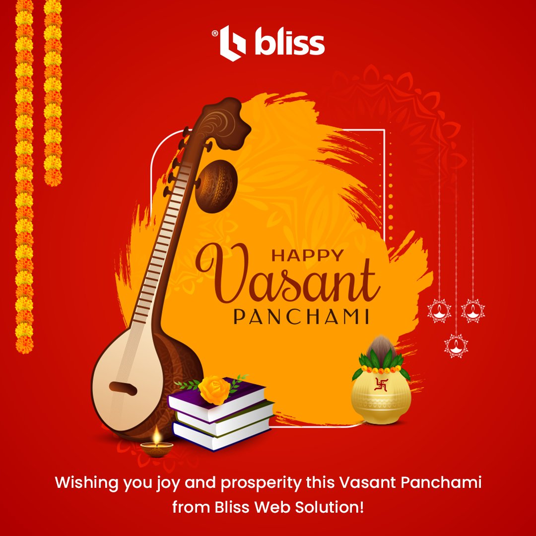 Happy Vasant Panchami from all of us at Bliss Web Solutions!

#VasantPanchami #professionalgrowth #BlissWebSolution #vasantpanchami2024 #Renewal #celebrationtime #blisswebsolution #growth #prosperitymindset #newbeginningsahead #sesonalgreetings #springjoy #springawakening