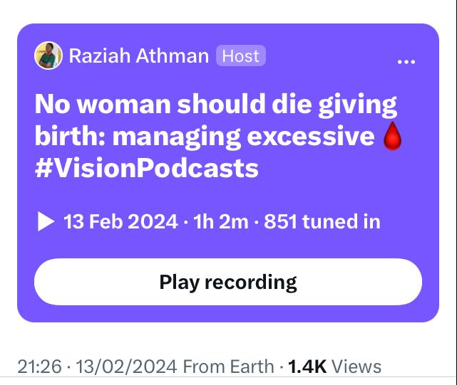 Many thanks to the 850+ good people who tuned in… you can still listen, reference and share this live #VisionPodcast here twitter.com/i/spaces/1PlKQ…