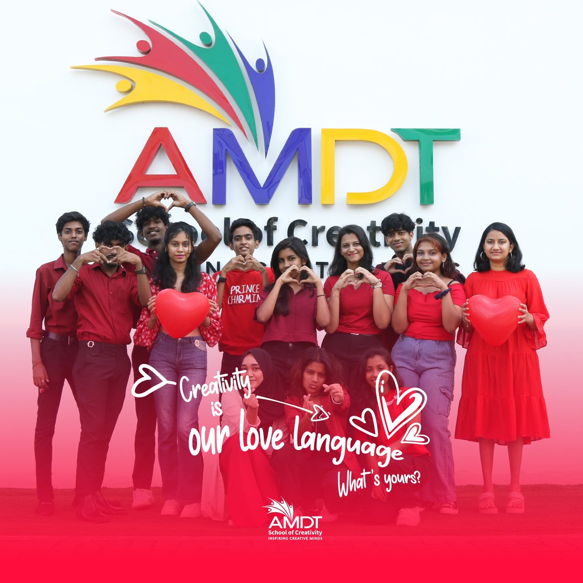 amdtlk's tweet photo. Creativity is more than just a word for us, it's our love language💘 What's yours? Creative answers only!😉
Happy Valentine's Day & lots of love from all of us at AMDT School of Creativity!🌹
#ValentinesDay #MyLoveLanguage
#LoveCreativity #WeAreAMDT #CreativityStartsHere https://t.co/1YcqcC961a