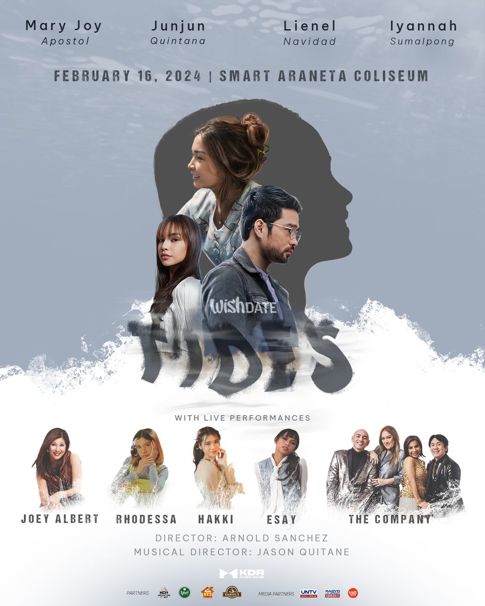 KDRMusicHouse's tweet photo. Experience a story that mirrors the changing tides of our lives with performances by OPM Icon Joey Albert, premiere vocal group The CompanY, up and coming singer Hakki, alt-pop singer rhodessa, and 2023 P-pop Indie Artist of the Year Esay.

#WishDateTides https://t.co/xm1aditYqX