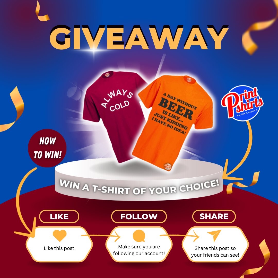 PrintShirts_UK's tweet photo. 🚨GIVEAWAY ALERT🚨WIN A FREE T-SHIRT🚨 of your choice from of our website!👕

To Enter 
FOLLOW US🚶
LIKE AND SHARE THIS POST❤️

Winner announced a week today, best of luck to everyone entering!🎉

#competition #giveaway #prize https://t.co/pwbSKjXj0j