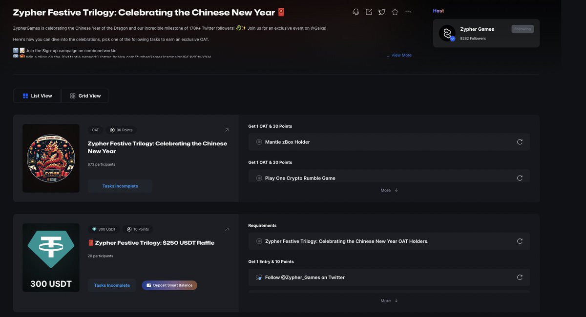 Zypher_Network's tweet photo. [1/🐉] Join us in celebrating the Year of the Dragon & our 230K Followers Milestone!

❤️‍🔥We're inviting you to an exclusive event on @Galxe, featuring a $300 #USDT Raffle for all Zypher #FestiveTrilogy #OAT holders, as a token of our gratitude to all our early supporters. 

🧧Check out the details and join the celebration here: https://t.co/2VHRd8To0l