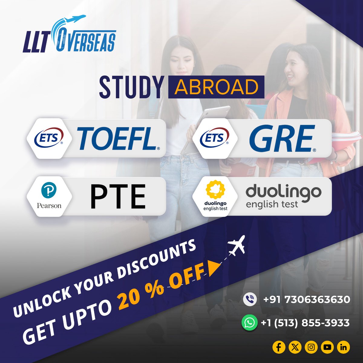 lltoverseas's tweet photo. Enjoy up to 20% OFF on ETS examinations

Website: https://t.co/HZq0CWc1cd

LinkedIn: https://t.co/KDuN3icEnF
Instagram: https://t.co/J2oqJwNHbN
Facebook: https://t.co/5UslclzRkD
Twitter: https://t.co/17Zc1Aga4k 
Youtube: https://t.co/BuTaWFjnti

#StudyAbroad #lltoverseas #exams https://t.co/nBNC2ftsKT