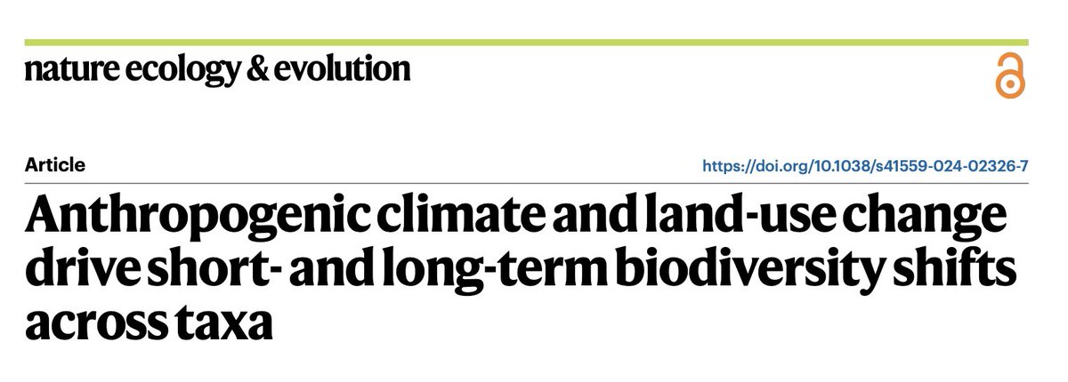 Our new study in @NatureEcoEvo looks at how assemblages of birds, butterflies and plants have changed across Great Britain in the last 50 or so years. 🔗nature.com/articles/s4155… 🧵Some key results