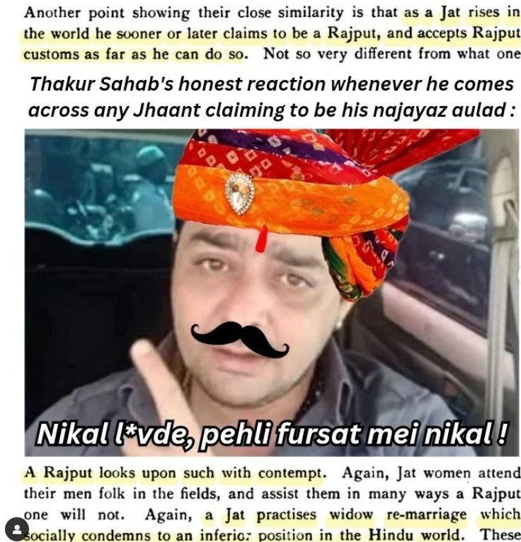 x.com/NiggerSing2002…  obviously he wrong since rajputs make only 3% of the population so they arent numerous, since he was confusing the hindu population as Rajputs.

while jhants always wanted to be rajputs 

as soon as jhant wanted to rise in status he claimed to be a Rajput