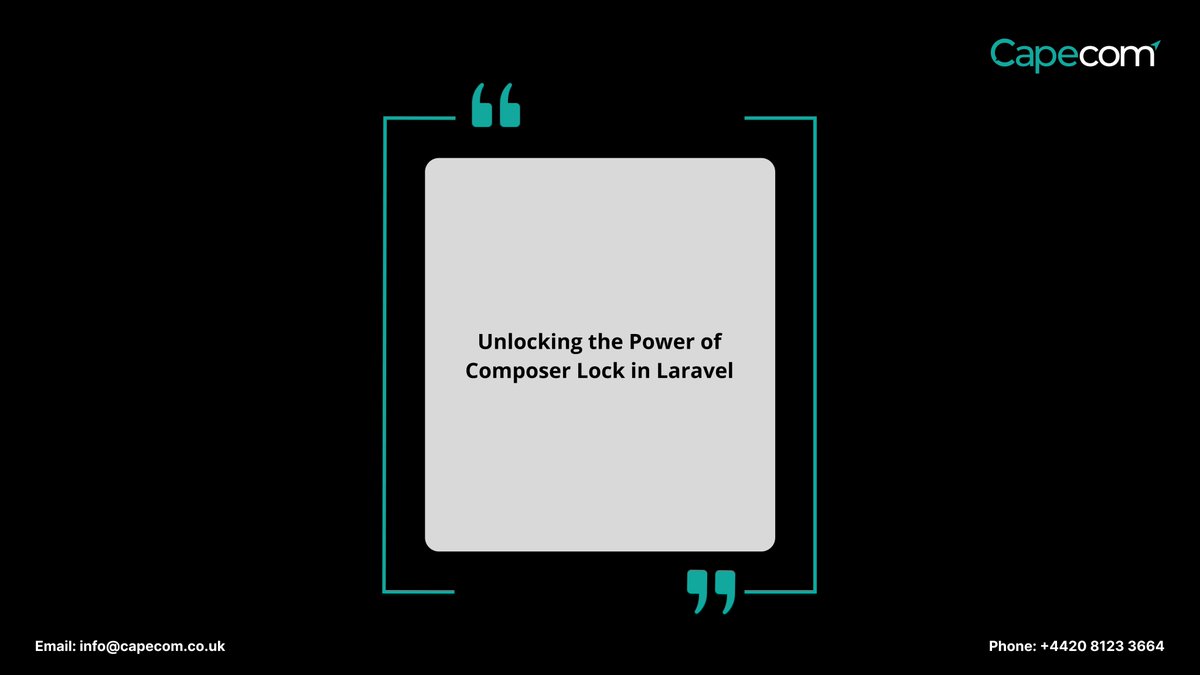 capecom_uk's tweet photo. Composer lock in Laravel ensures consistent dependency versions, crucial for stability and reproducibility in your projects. Don't underestimate its power!
#Laravel #Composer #DependencyManagement
#Capecom #softwarecompanyinuk
https://t.co/oBop38Ypd5 https://t.co/pJpAYJSAbA