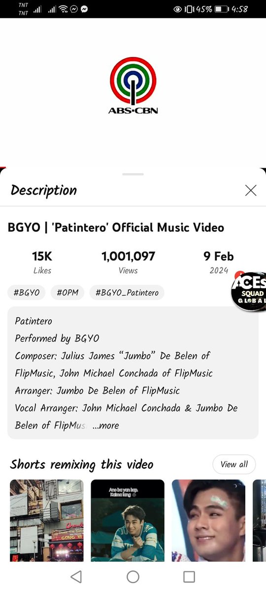 Congrats <a href="/bgyo_ph/">BGYO_PH</a> <a href="/BGYO_JL/">JL Toreliza</a> <a href="/BGYO_Gelo/">Gelo Rivera</a> <a href="/BGYO_Akira/">Akira Morishita</a> <a href="/BGYO_Mikki/">Mikki</a> <a href="/BGYO_Nate/">Nate Porcalla</a>

Deserveddd ng Patintero ang 1M for 4days ❤️😍🙏

Tuloy tuloy lang BGYOxACES

#bgyo #bgyo_ph