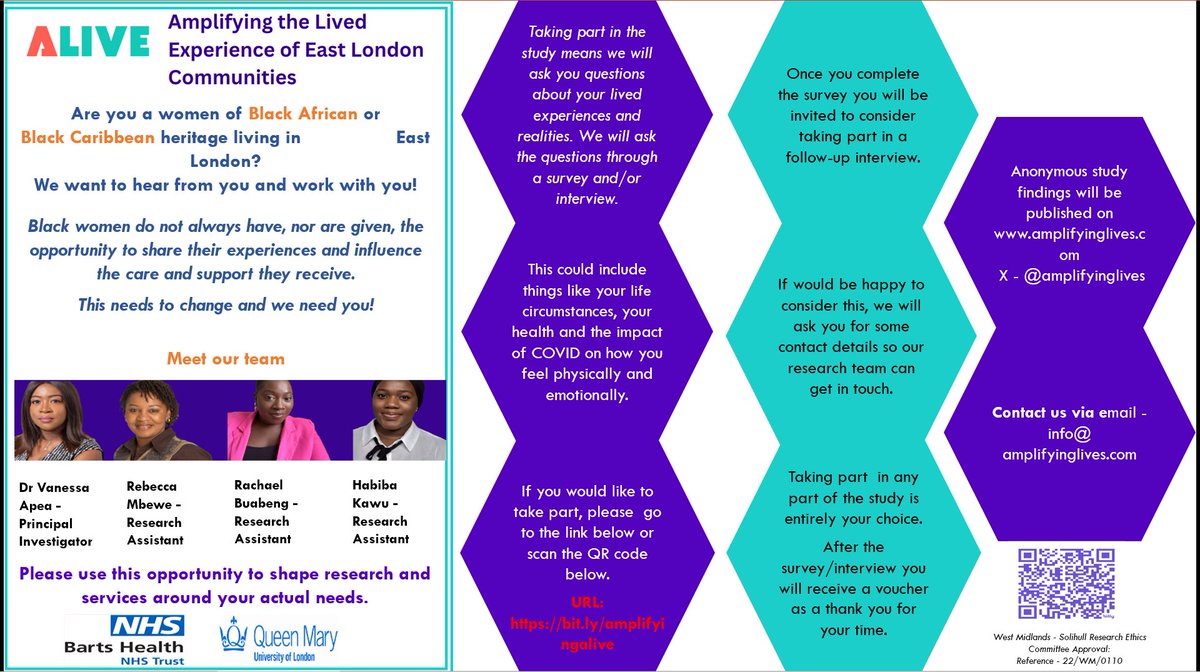 AmplifyingLives's tweet photo. We understand that women of Black African and women of Black Caribbean often suffer worse health outcomes compared to other women of the same age in the UK. This research aims to understand the root causes of these inequities and work towards a positive change. https://t.co/x9EtVDIX8z