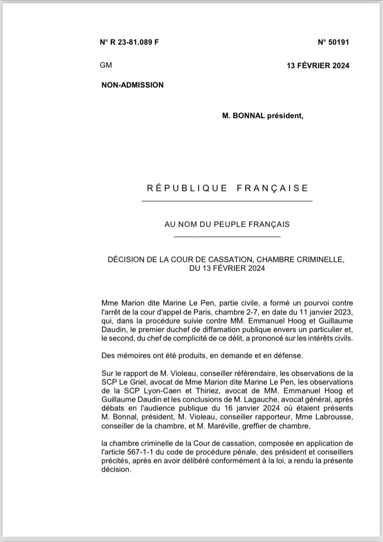 GuillaumeDaudin's tweet photo. Sept ans après, la Cour de cassation nous a donné définitivement raison hier après de multiples recours de Marine Le Pen.
Voici l’enquête AFP attaquée et validée par la justice
https://t.co/nqsFwePHUi
Merci à @CosimaOuhioun (🔥) pour son super travail et aussi à Me Lyon-Caen https://t.co/FF9ctFrtdP