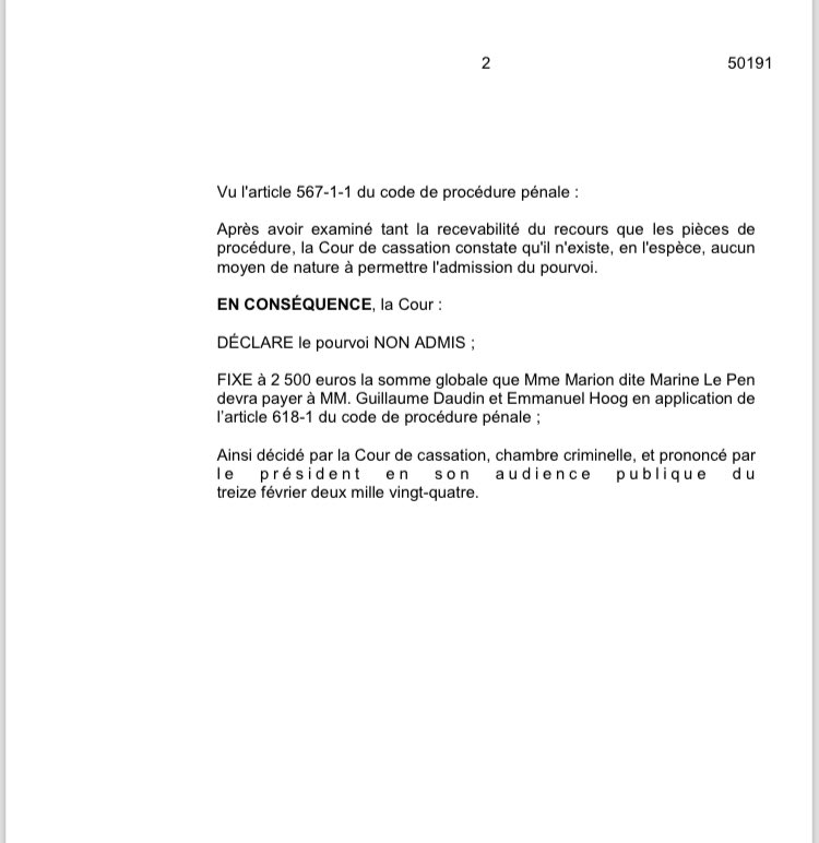 Sept ans après, la Cour de cassation nous a donné définitivement raison hier après de multiples recours de Marine Le Pen.
Voici l’enquête AFP attaquée et validée par la justice
publicsenat.fr/actualites/non…
Merci à @CosimaOuhioun (🔥) pour son super travail et aussi à Me Lyon-Caen