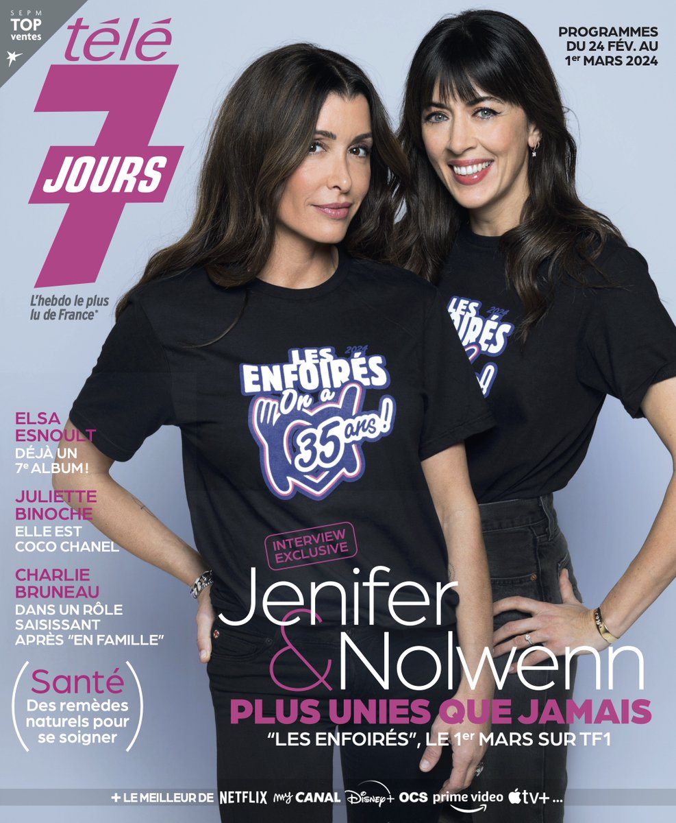 Dès lundi, retrouvez, pour une Une exceptionnelle, les iconiques @JeniferOfficiel & @Nolwennleroyoff réunies en interview et en séance photos à l'occasion des 35 ans des @enfoires dont le concert sera diffusé le 1er mars sur @TF1 ! 🩷 @restosducoeur