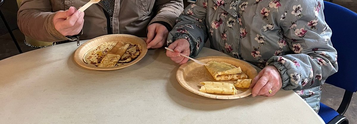 stfcov's tweet image. Pancakes went well yesterday, lots of pancakes eaten and even the children joined in decorating pancakes and biscuits!