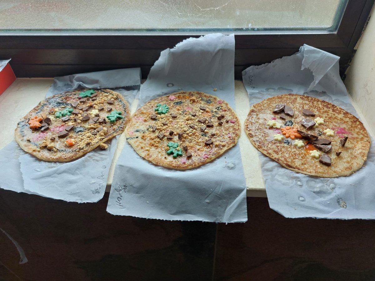 stfcov's tweet image. Pancakes went well yesterday, lots of pancakes eaten and even the children joined in decorating pancakes and biscuits!