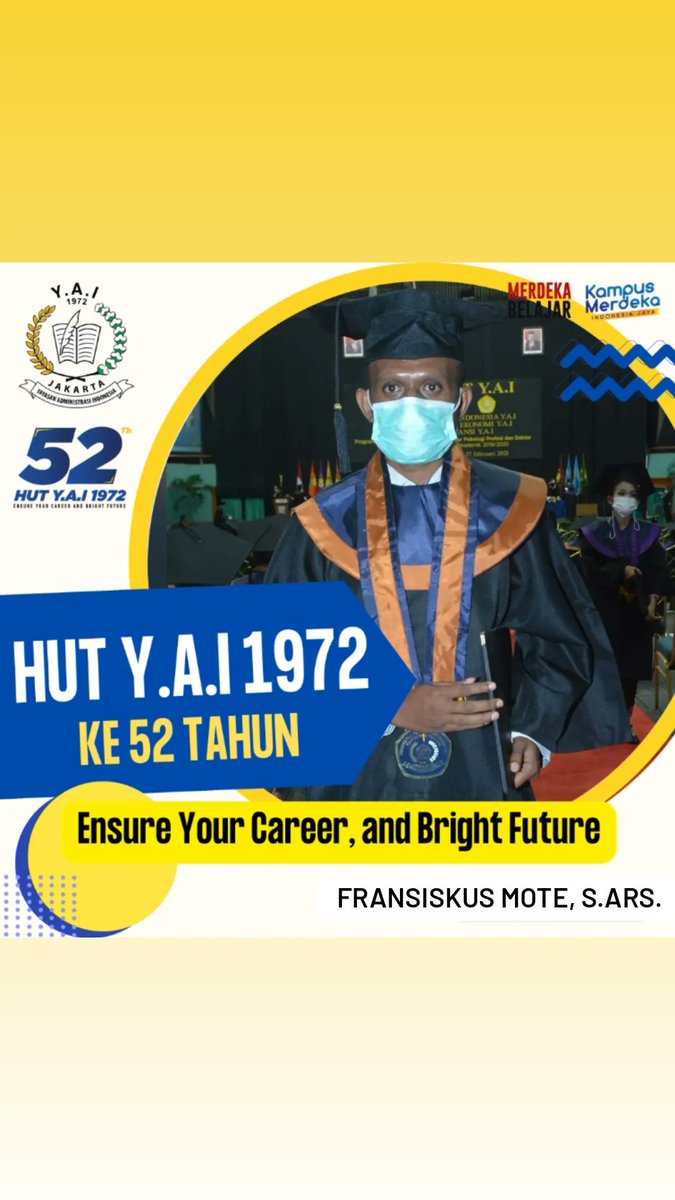 fransiskus_mote's tweet photo. Selamat Ulang Tahun yang ke 52 Tahun pada hari ini rabu, 14 Februari 2024 kepada Yasan Admistrasi Indonesia 1972
Semoga yayasan administrasi Indonesia 1972 terus menginspirasi
@upiyai_official
#lptyai #upiyai #kampusmerdeka #merdekabelajar #52tahunYAI #HUTYAI #alumni https://t.co/hgMoirRZO0