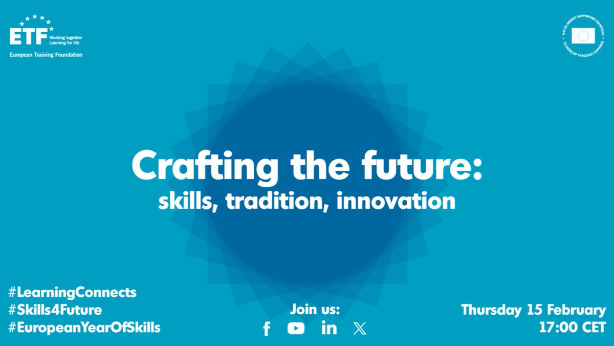 🔊 Join <a href="/etfeuropa/">European Training Foundation 🇪🇺</a> online Conference tomorrow, at 17:00 CET, and delve into the #crafts sector and its intersections with tradition, innovation and skills needs, in a world that is evolving at cultural, social, enviroinmental and economic levels! 👇
linkedin.com/events/7163134…