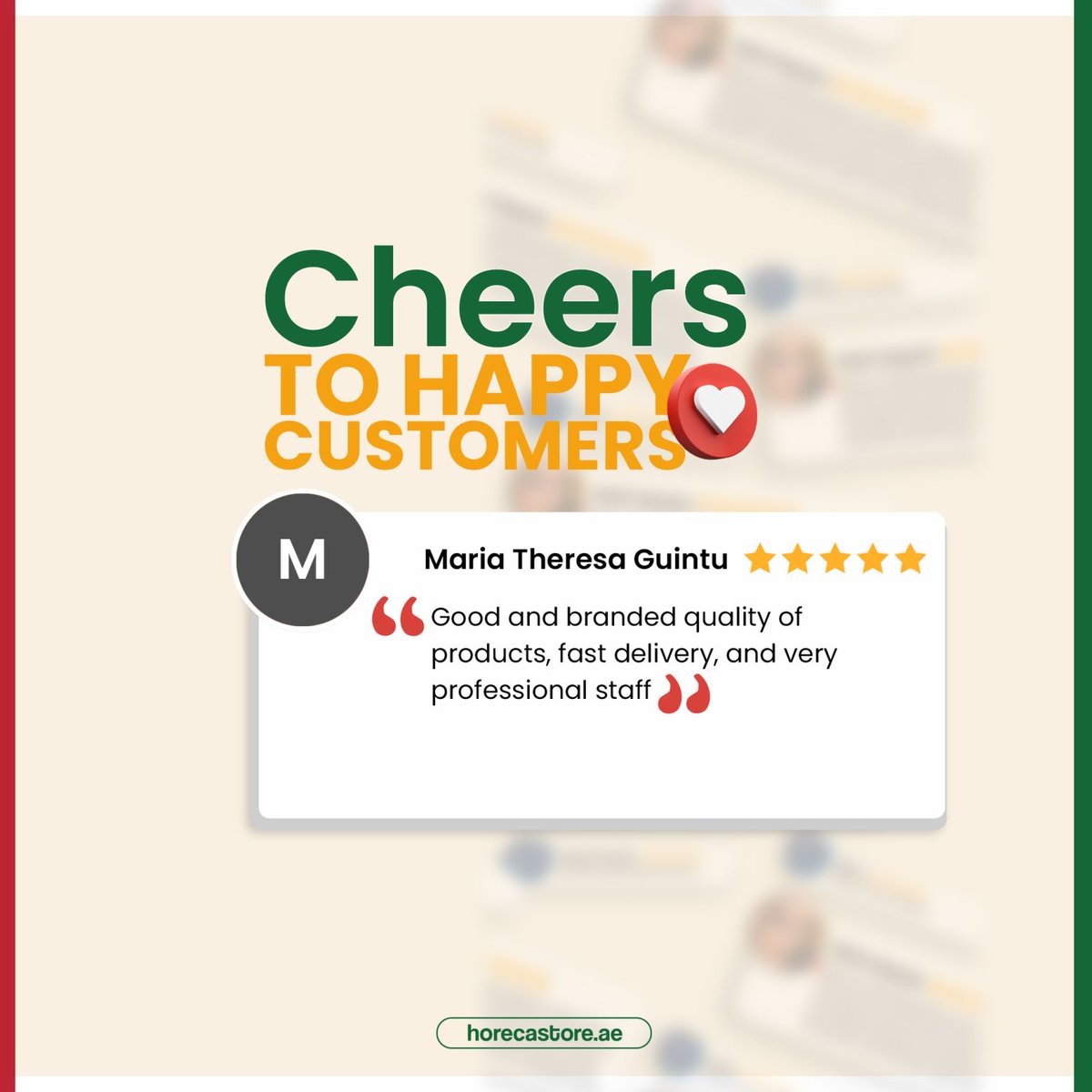 HorecaStoreAE's tweet photo. A testament to excellence: Our satisfied customer's words resonate with our dedication to delivering outstanding service. 🌟

-

#CustomerSatisfaction #TestimonialWednesday #HappyCustomer #HappyClient #Testimonial https://t.co/W5tLrsDIjw
