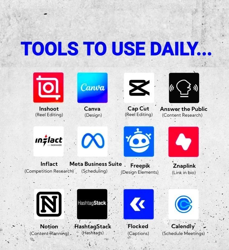 Tools to use daily💥
Follow @jannat_yara for more!
.
.
#SocialMediaStrategy #DigitalMarketingTips #SocialMediaMarketing101 #MarketingStrategies #ContentMarketingTips #SMMExpert #OnlineMarketingTips  #SocialMediaHacks #MarketingInsights #DigitalMarketingInsider