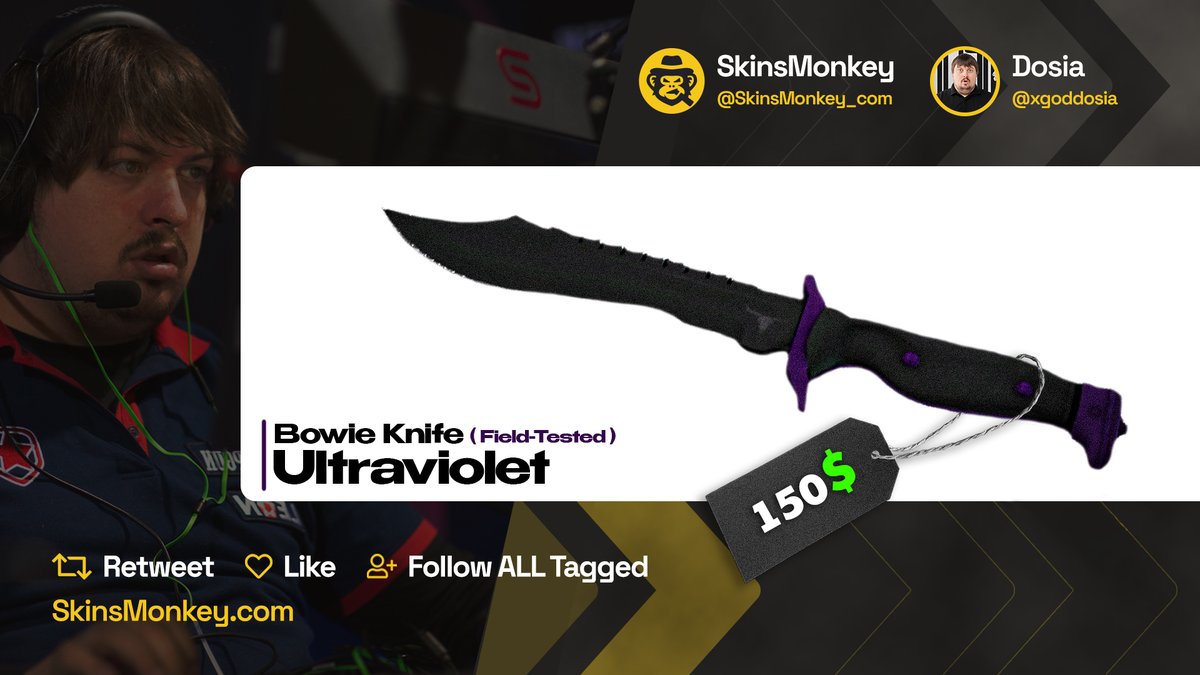 XGodDosia's tweet image. ★ Bowie Knife | Ultraviolet 150$ giveaway  

Steps to enter: 
Follow @XGodDosia 
Follow @skinsmonkey 
Like and retweet this post✅ 

Rolling in 10 days! Good Luck :)