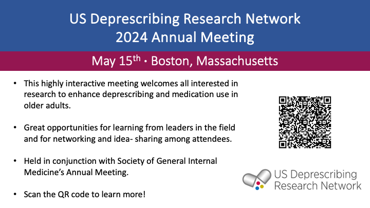 NERDeprescribing (@ndeprescribing) on Twitter photo Remember to save the date for the <a href="/DeprescribeUS/">US Deprescribing Research Network (USDeN)</a> 2024 Annual Meeting! 🥳
Abstracts are due by 3/14! Remember to save the date for the <a href="/DeprescribeUS/">US Deprescribing Research Network (USDeN)</a> 2024 Annual Meeting! 🥳
Abstracts are due by 3/14!