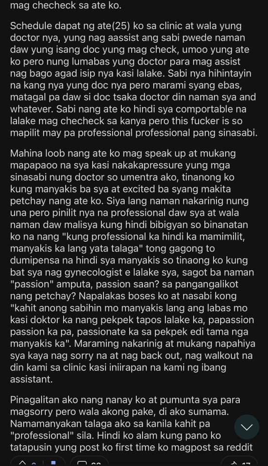 catfinated0's tweet photo. Tanginang pechay ng ate nya na yan.
Regarding a reddit post abt a 25 year old na ayaw magpa consult sa lalaking doctor. 
Grabe naman tingin nila sa mga lalaking doctor unprofessional at excited lagi sa pechay. Ugh https://t.co/UZ59WtEwPY