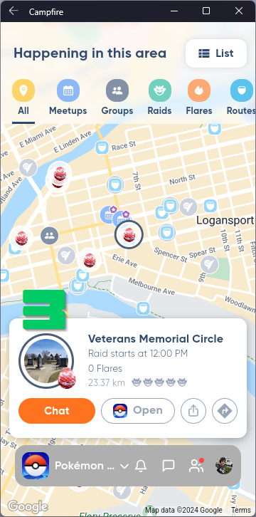 7Pidgeys's tweet photo. Join us for Elite Raids today! Our First batch will be at 12pm in Logansport!
1️⃣ Orange Grasses
2️⃣ Cole Park Fountain
3️⃣ Veterans Memorial Circle
4️⃣ Spencer Park Playground #1
Don't forget to check-in on campfire when you arrive at the starting point! https://t.co/0YJD6HBb9B