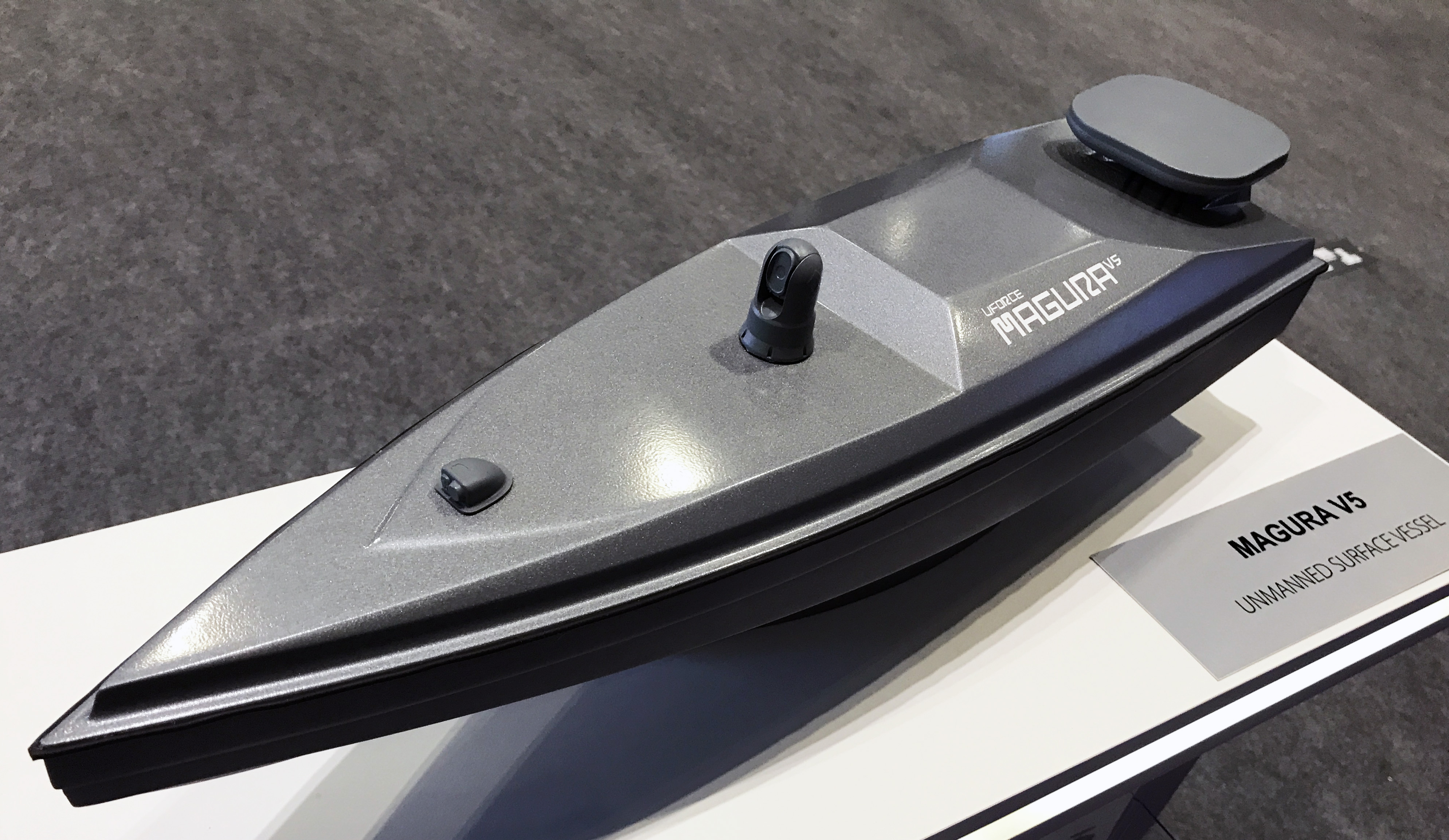 Ukraine's Magura V5 USV on the stage at DSEI 2023 - Naval News