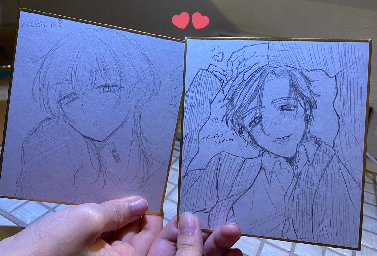 神絵師と色紙交換させていただきまじだ‼️‼️ﾘﾗ〜〜〜ッ"本当に涙が出るほどぴんまるさんの色紙うれしぐて"ｯｯ‼️‼️