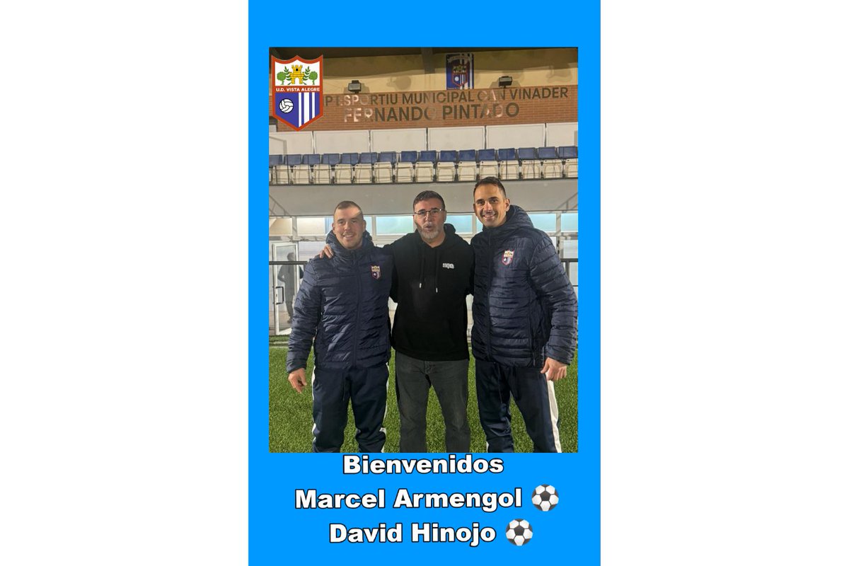 UDVistaAlegre's tweet photo. La U.D. Vista Alegre  quiere comunicar la distitucion de Eloy Martínez entrenador del 1°Equipo. El club agradece los servicios prestados y la profesionalidad mostrada. 
Damos la bienvenida al nuevo cuerpo técnico: Marcel Armengol y David Hinojo, les deseamos toda la suerte. https://t.co/dNekBLsaLE