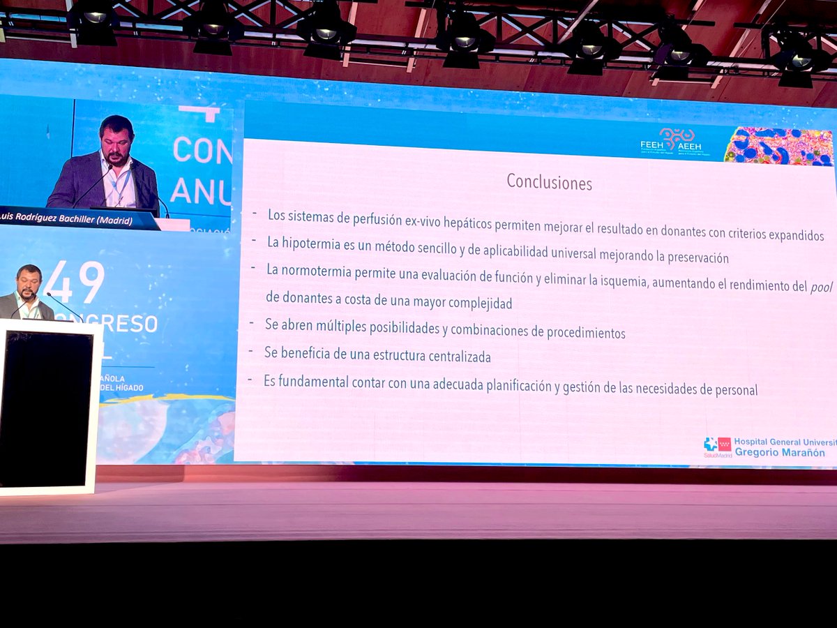 Muy interesante la charla de Luis Rodríguez Bachiller sobre máquinas de repercusión hepática en el trasplante

Pero sobre todo el orgullo que supone el programa de donación en  España; es increíble lo que se puede hacer

#AEEH2024