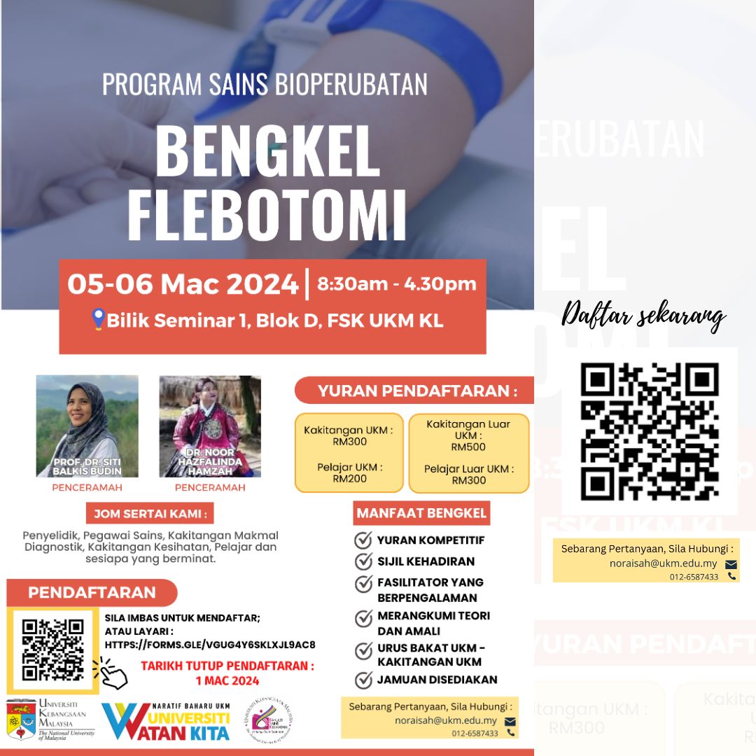 fsihat's tweet photo. BENGKEL FLEBOTOMI kembali lagi bersama penceramah dan fasilitator yang berpengalaman serta berpeluang meningkatkan kemahiran Flebotomi anda!

Pendaftaran telah dibuka!!  https://t.co/iHlU5Rg8yI

#fskshring #fskworkshop https://t.co/YIhbqd2jOf
