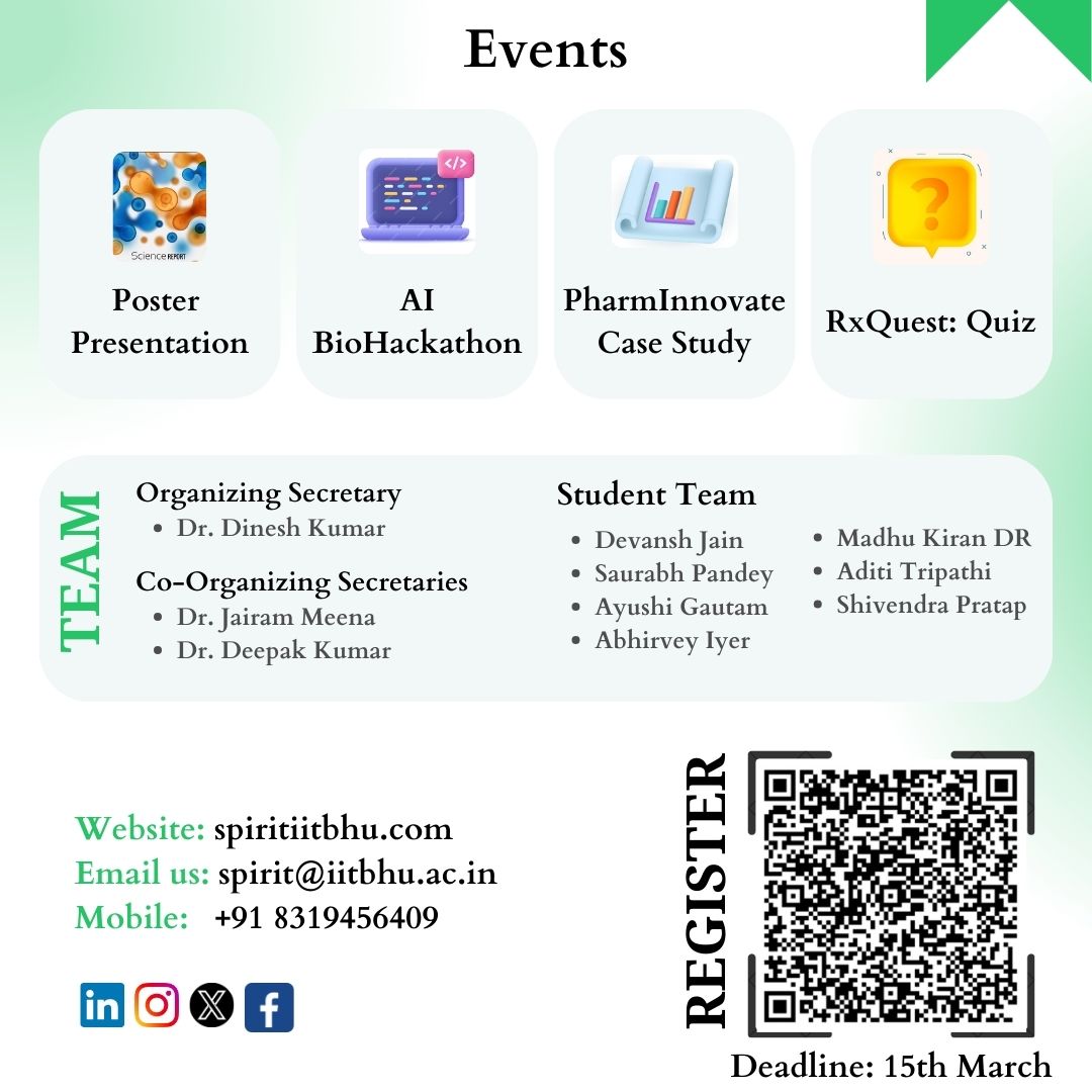 Welcome to the International Conference on Pharmaceutical Innovations &amp; Spirit: The Techno-Pharma Conclave, a two-day immersive experience hosted by the Department of Pharmaceutical Engineering and Technology at the prestigious IIT (BHU), Varanasi.

Registrations OPEN! 🧬