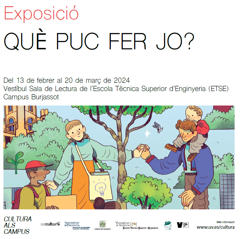 Sostenible_UV's tweet photo. I què puc fer jo? Exposició de dibuixos de Núria Tamarit a l'ETSE. Al vestíbul de la sala d lectura fins al 20 de març. https://t.co/XVovqNaNbW https://t.co/EE8SrRWQ6h