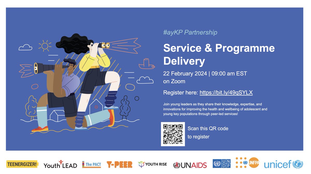 Join young key population leaders on 22/2 at 9am EST to learn about their experiences as leaders of innovating programmes and services.   Register here: bit.ly/49qSYLX