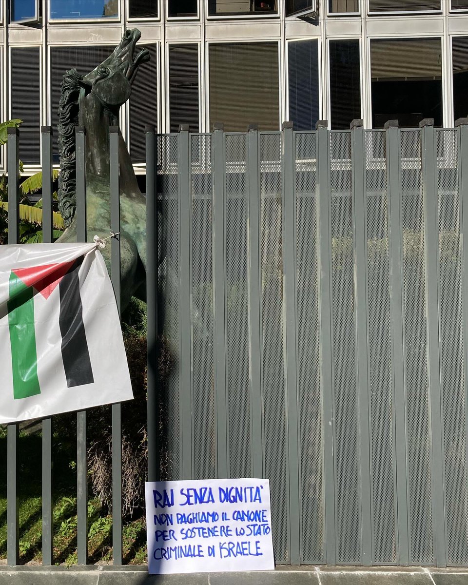 Presidio davanti alla sede Rai di Viale Mazzini. #Gaza #StopGenocide #CeaseFireNow