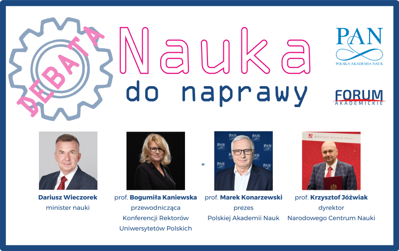UAM_Poznan's tweet photo. Zapraszamy na debatę „Nauka do naprawy”.
W dyskusji udział wezmą: minister nauki Dariusz Wieczorek @MNiSW_GOV__PL, przewodnicząca #KRUP i rektorka UAM, prof. Bogumiła Kaniewska, prezes @PAN_akademia, prof. Marek Konarzewski oraz dyrektor @NCN_PL , prof. Krzysztof Jóźwiak. https://t.co/2voeRqZwu5