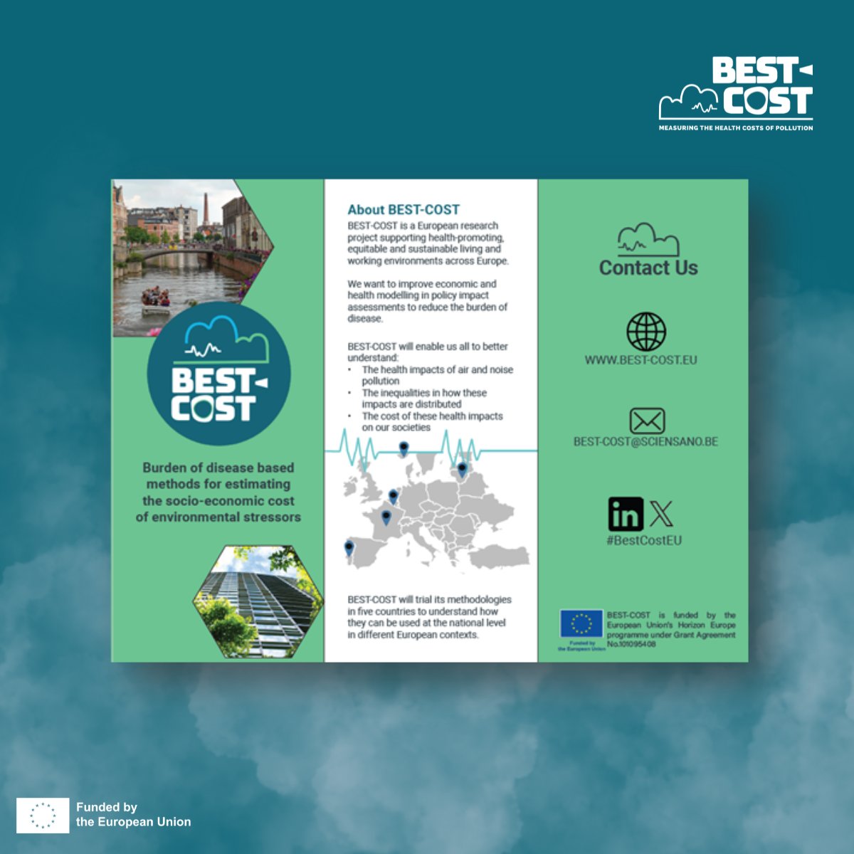 🌬 #BestCostEU is researching the health costs of air and noise #pollution 🎧 Our #HorizonEU project will improve research methodologies and propose policy actions to protect the planet and our health Discover more from our brochure ➡️ best-cost.eu/communication-…